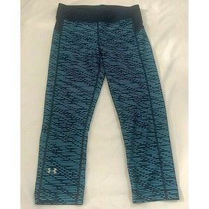Under Armour Womens Compression Heatgear Run Capri Crop Leggings Blue Size Small